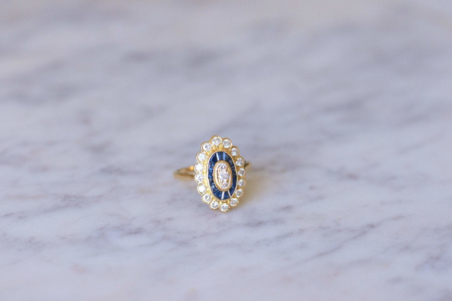 Sapphire & Diamond Art Deco Ring - Penelope Gallery