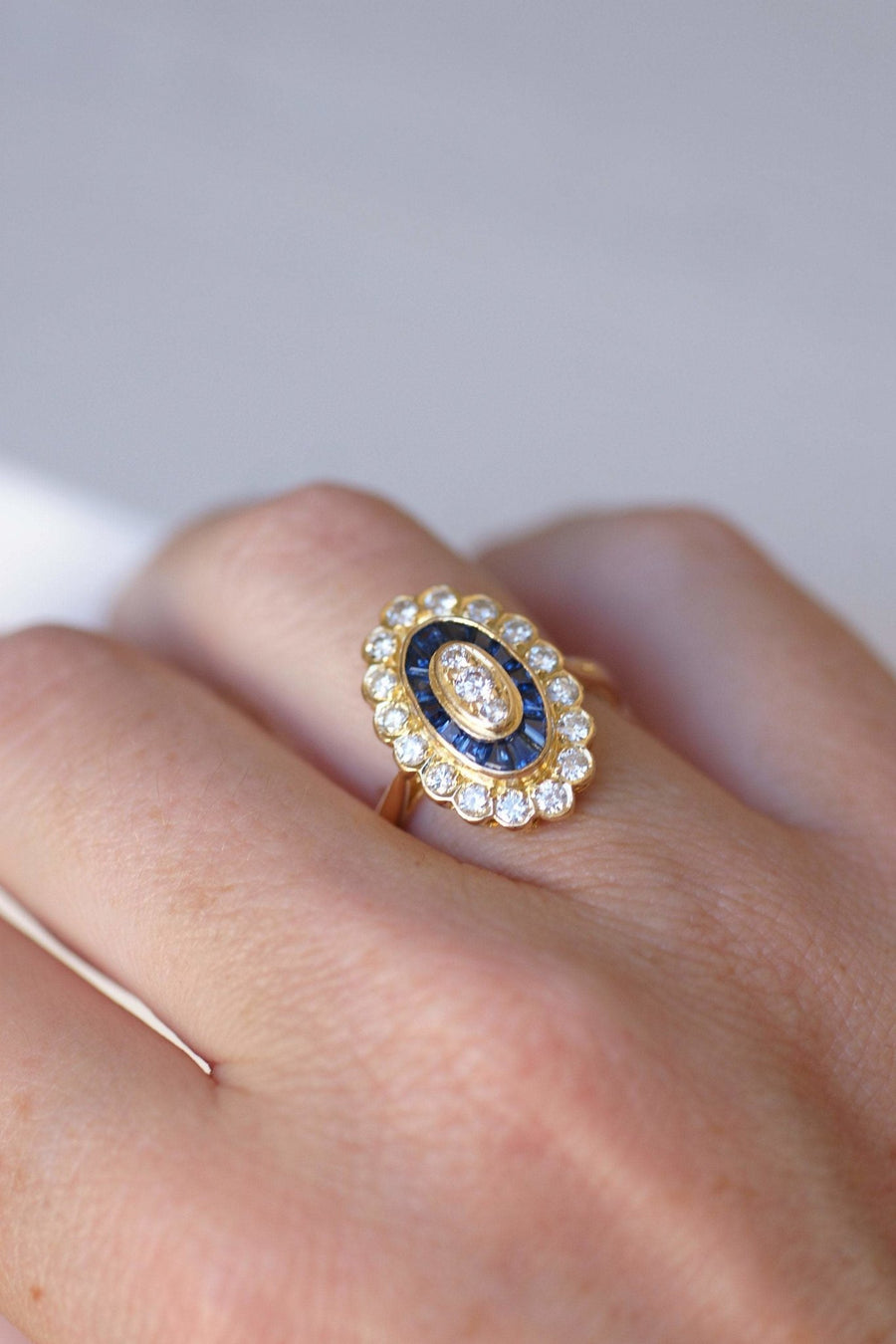 Sapphire & Diamond Art Deco Ring - Penelope Gallery