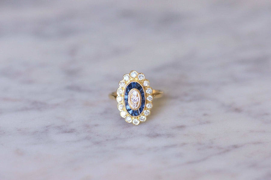 Sapphire & Diamond Art Deco Ring - Penelope Gallery