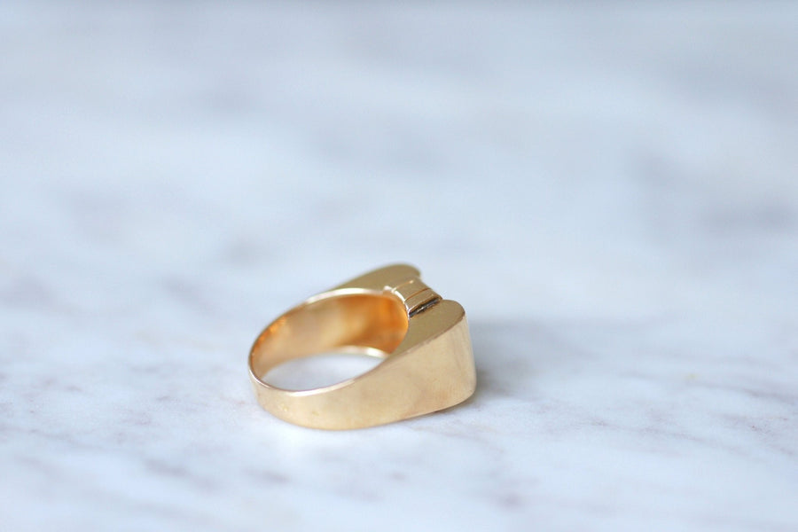 Gold and sapphire tank ring - Penelope Gallery