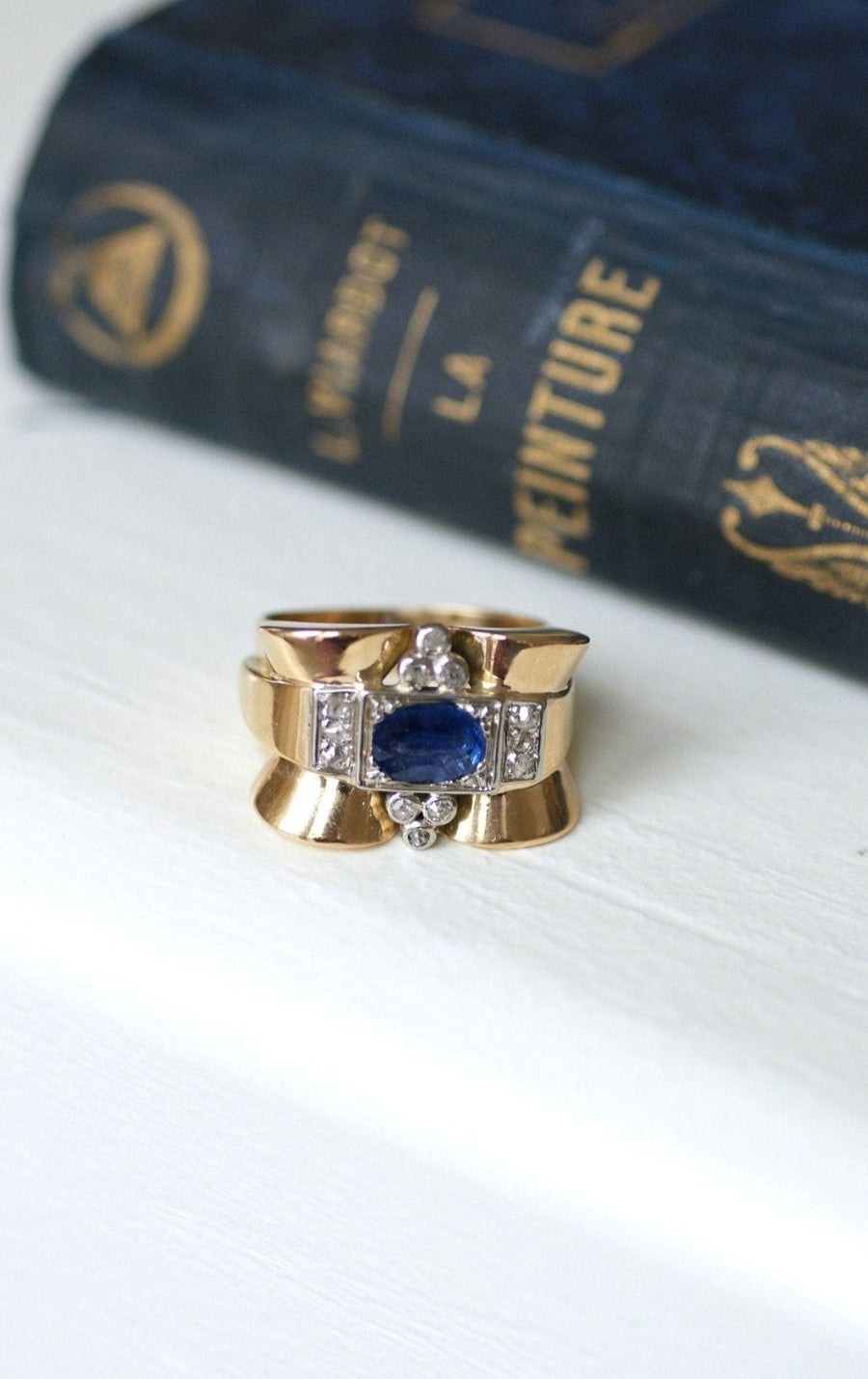 Tank sapphire and diamond ring - Penelope Gallery