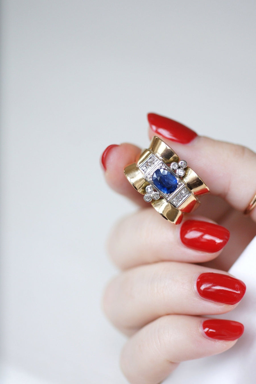 Tank sapphire and diamond ring - Penelope Gallery