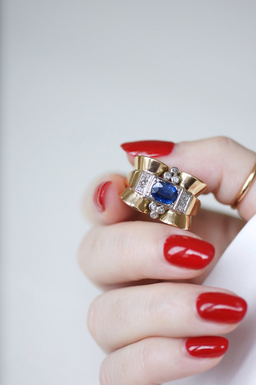 Tank sapphire and diamond ring - Penelope Gallery