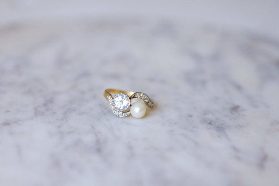 Antique aquamarine, pearl and diamond ring - Penelope Gallery