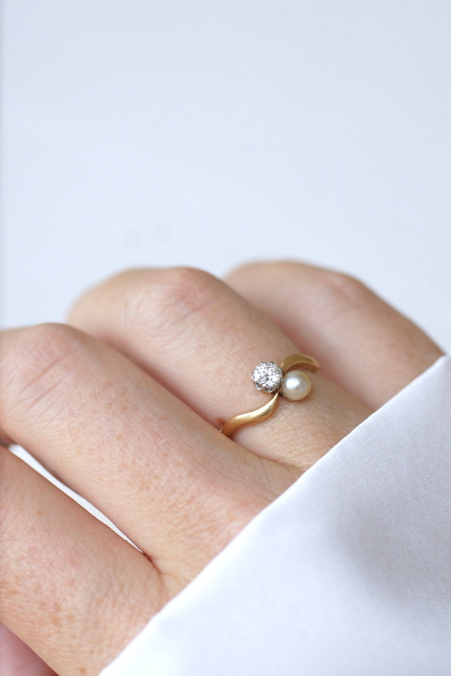 You and Me pearl and diamond ring - Penelope Gallery