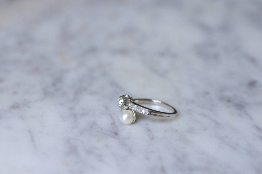 You and me ring, fine pearl and diamonds - Penelope Gallery