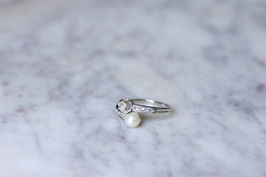 You and me ring, fine pearl and diamonds - Penelope Gallery