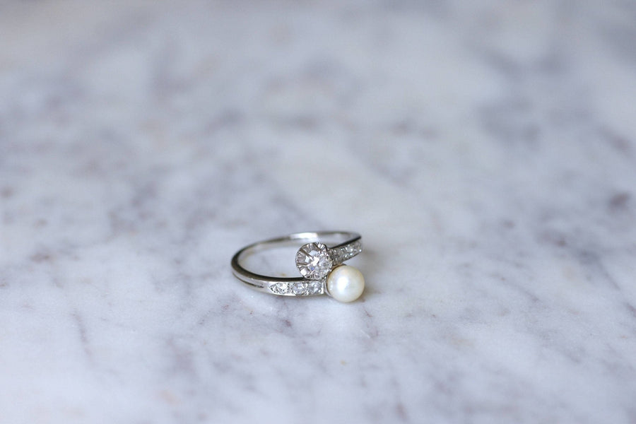 You and me ring, fine pearl and diamonds - Penelope Gallery