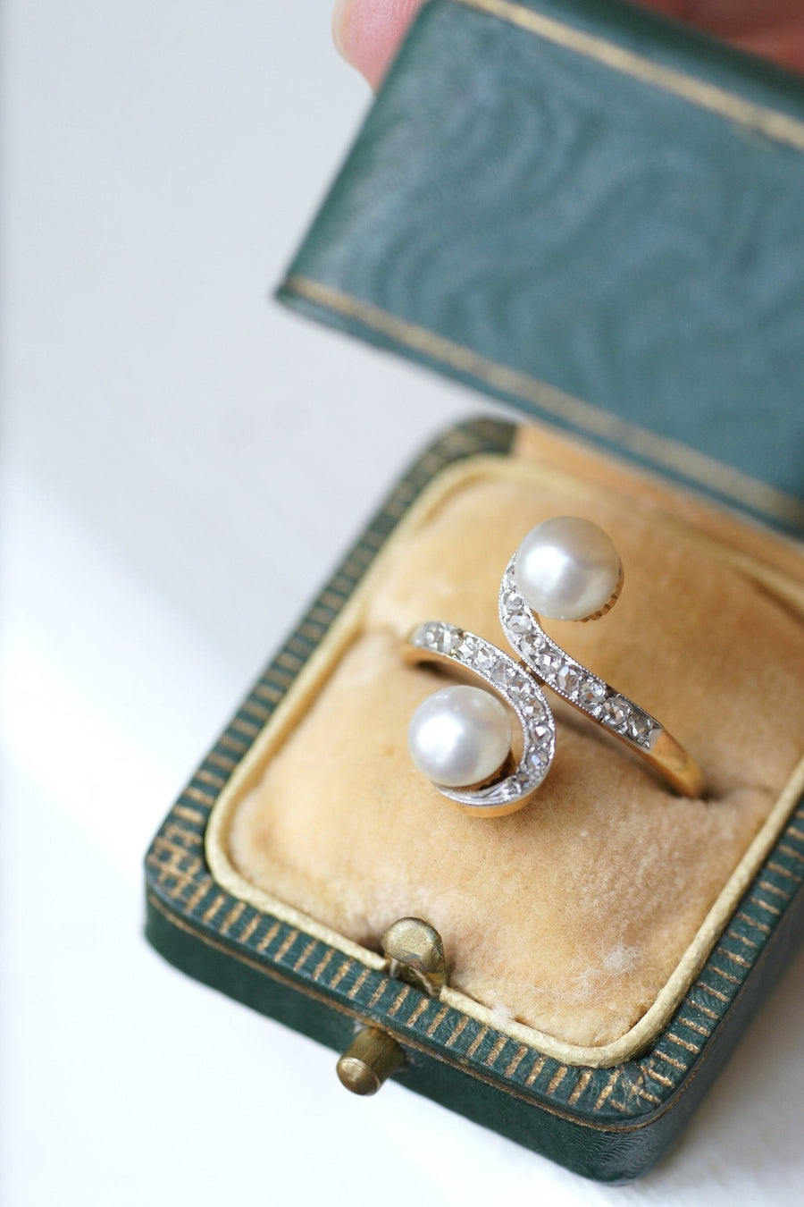 Toi et Moi ring, pearls and diamonds - Galerie Pénélope