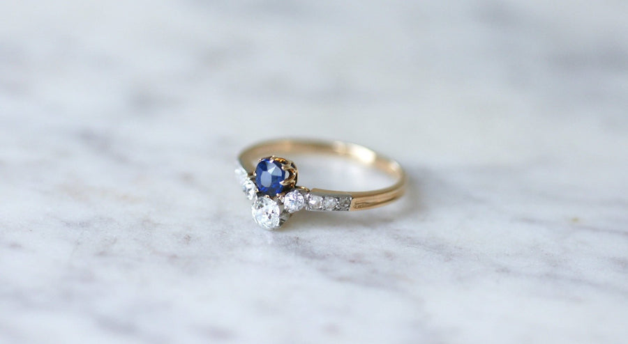 Toi et Moi sapphire and diamonds ring - Galerie Pénélope