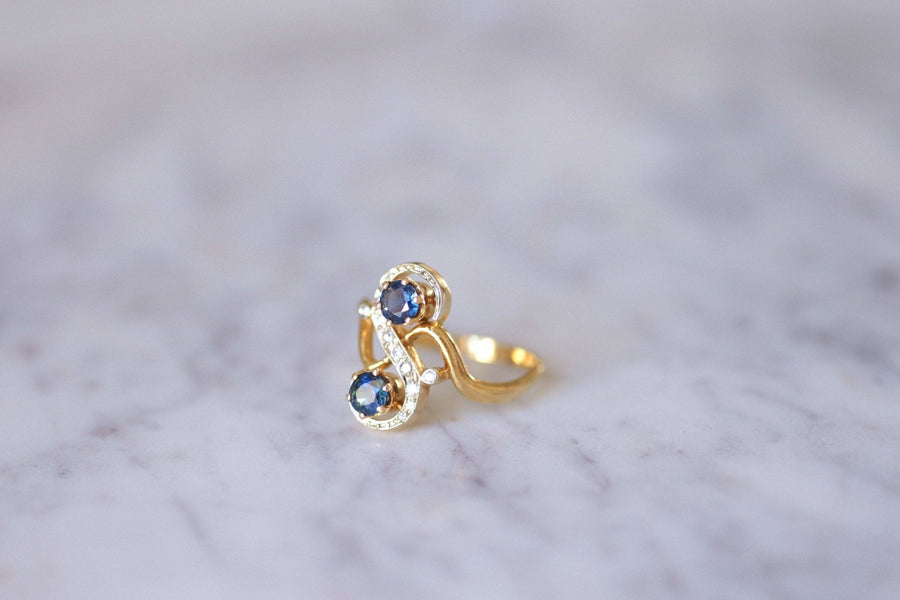 Vintage sapphires and diamonds ring - Galerie Pénélope