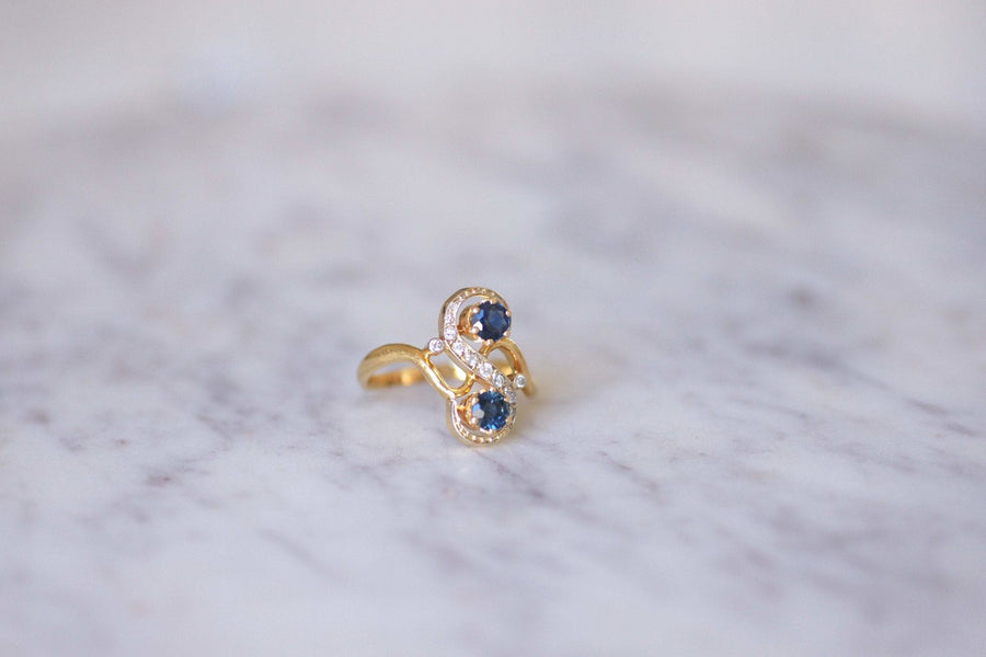 Vintage sapphires and diamonds ring - Galerie Pénélope