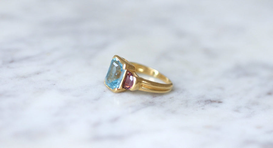 Topaz and Yellow Gold Garnet Ring - Galerie Pénélope
