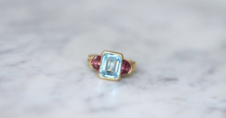 Topaz and Yellow Gold Garnet Ring - Galerie Pénélope