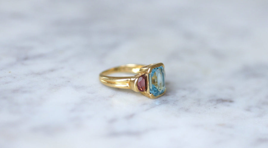 Topaz and Yellow Gold Garnet Ring - Galerie Pénélope