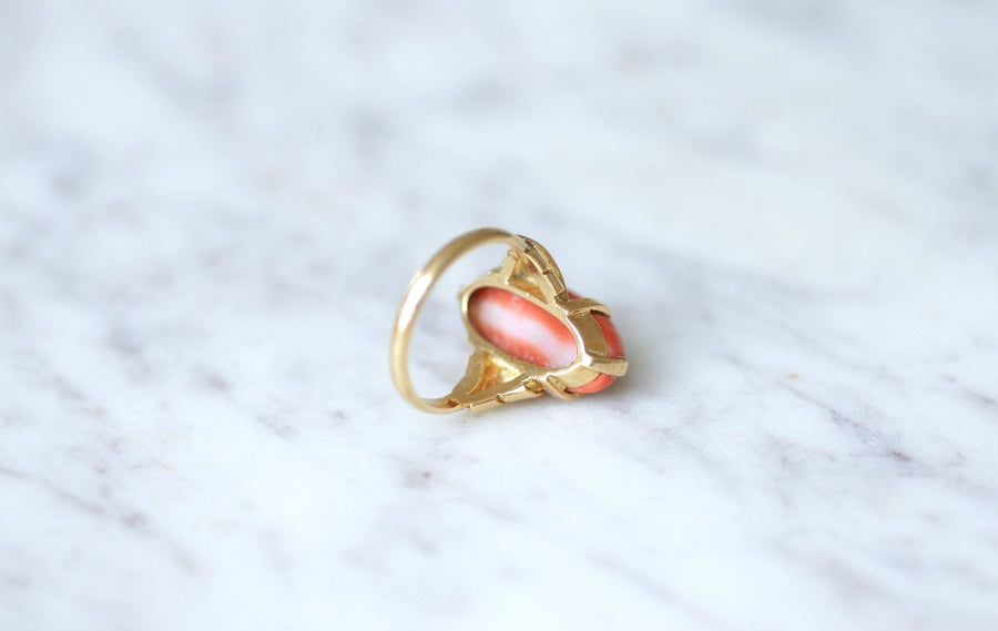 Vintage coral on gold ring - Penelope Gallery