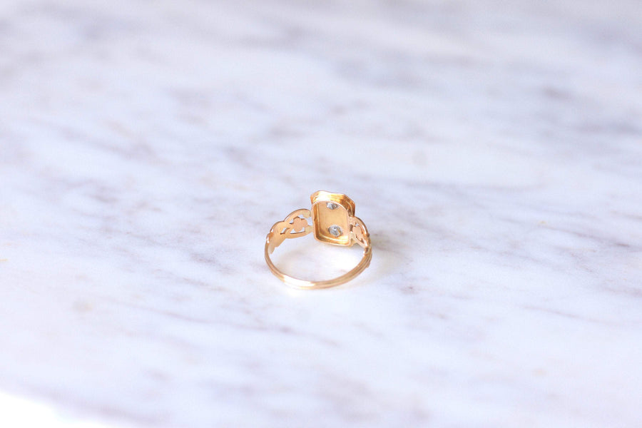 Antique marquise ring in 18Kt rose gold and pearls - Galerie Pénélope