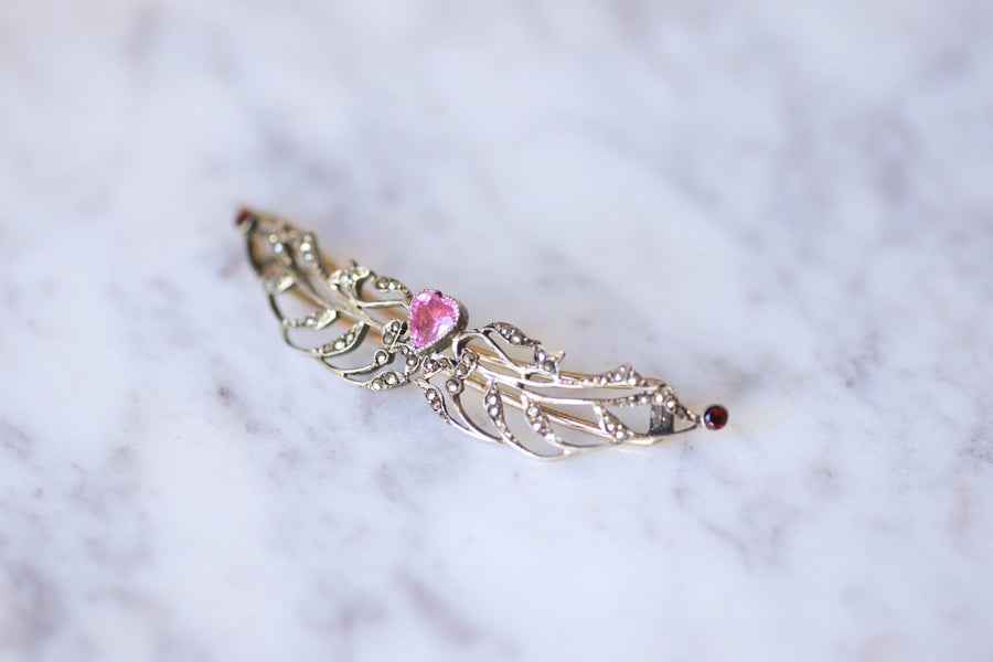 Jewel, heart hair clip, Art Nouveau, silver - Galerie Pénélope