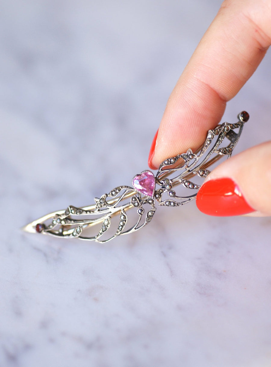 Jewel, heart hair clip, Art Nouveau, silver - Galerie Pénélope