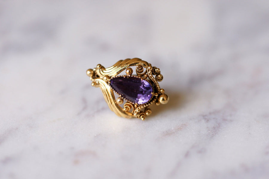 Antique gold and amethyst sleeper earrings - Galerie Pénélope