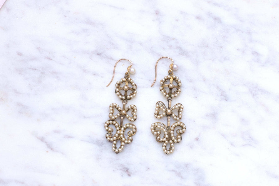 Antique Italian gold, silver and pearl earrings - Galerie Pénélope