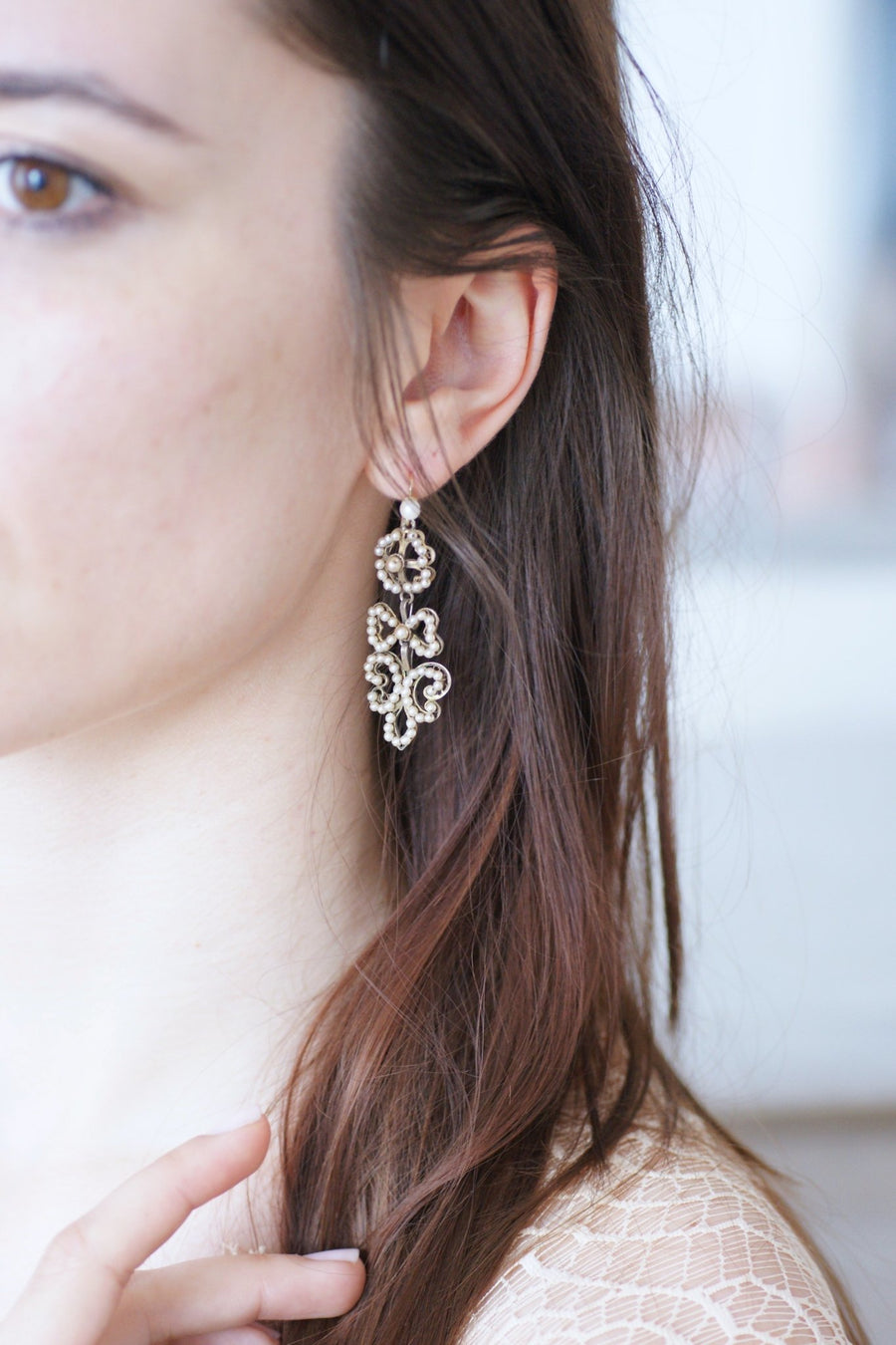 Antique Italian gold, silver and pearl earrings - Galerie Pénélope
