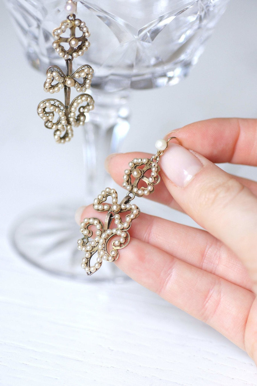 Antique Italian gold, silver and pearl earrings - Galerie Pénélope