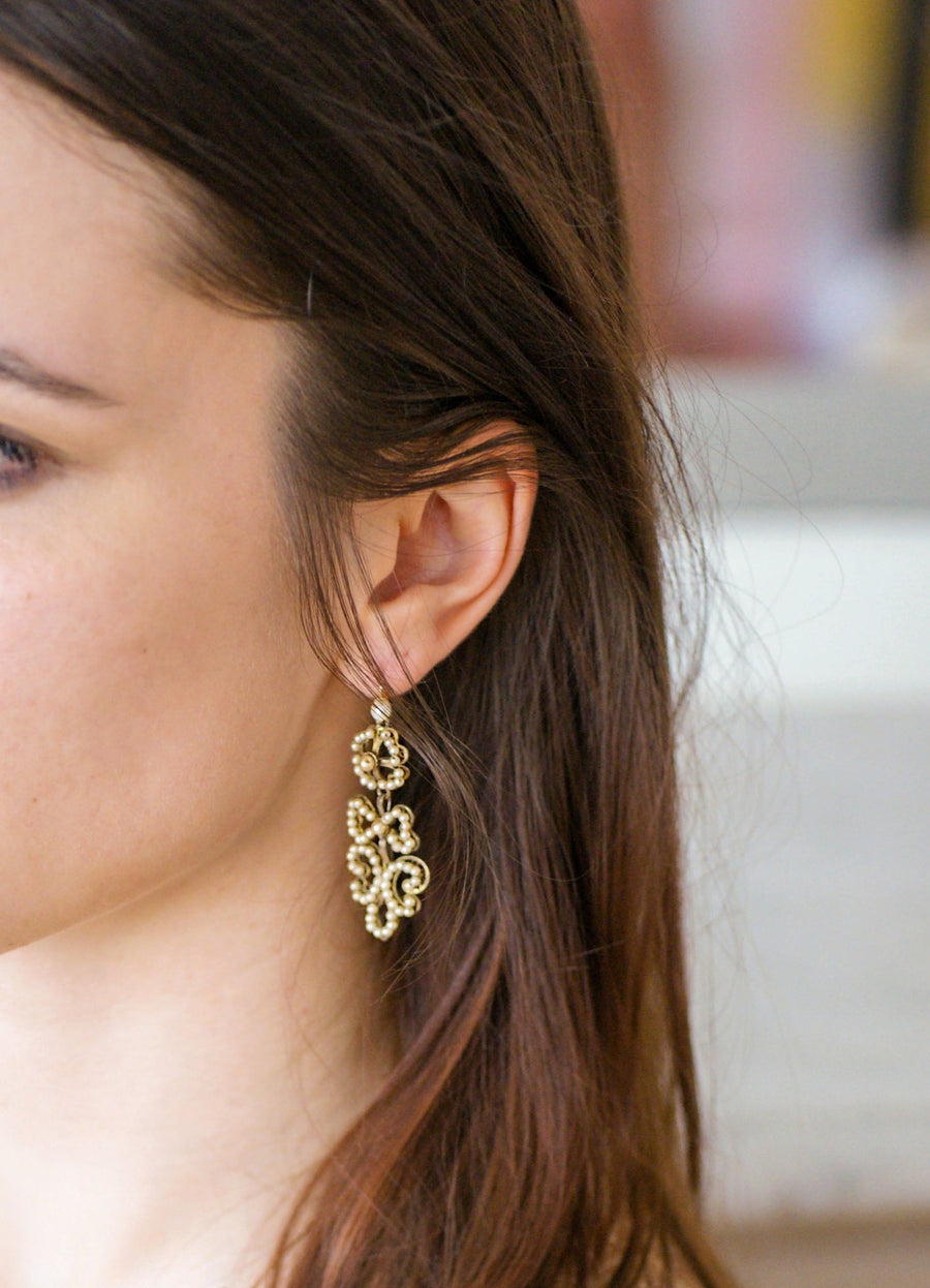 Antique Italian gold, silver and pearl earrings - Galerie Pénélope