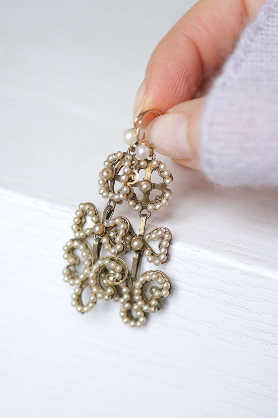 Antique Italian gold, silver and pearl earrings - Galerie Pénélope