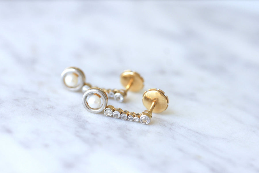 Antique pearl and diamond earrings - Galerie Pénélope