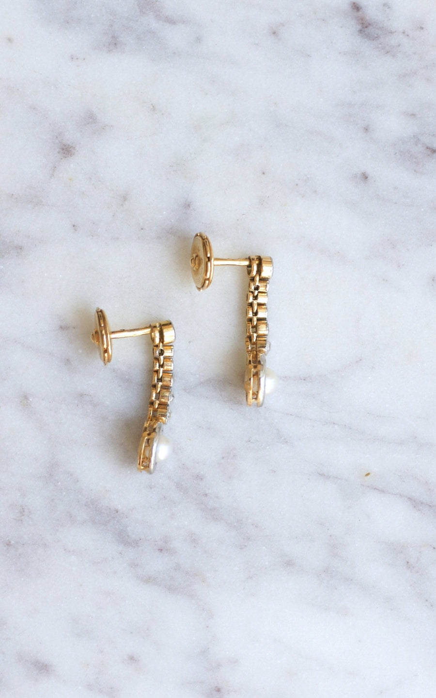 Antique pearl and diamond earrings - Galerie Pénélope