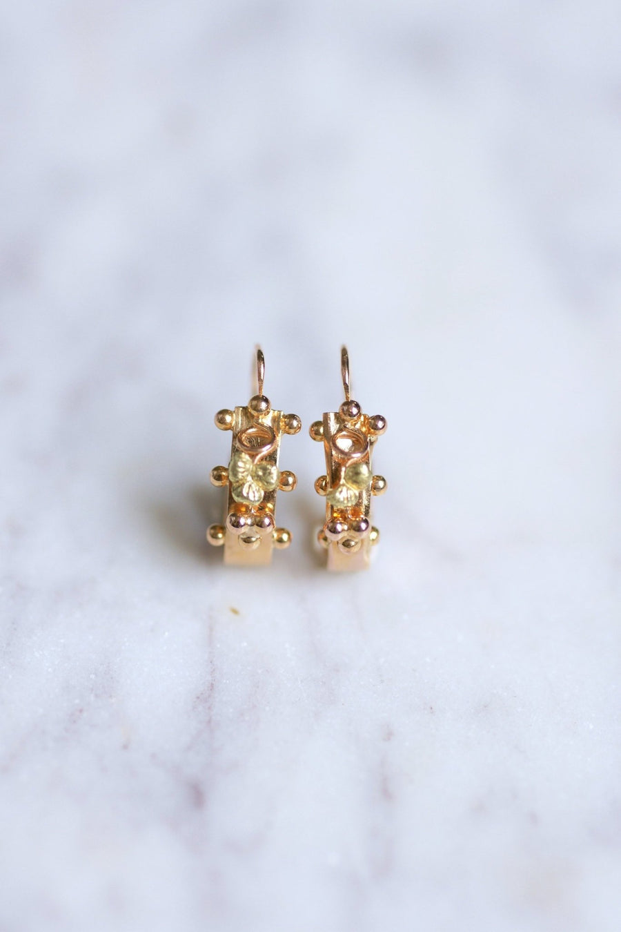 Antique pink gold fish earrings - Galerie Pénélope