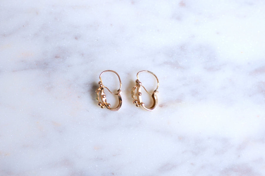 Antique pink gold fish earrings - Galerie Pénélope