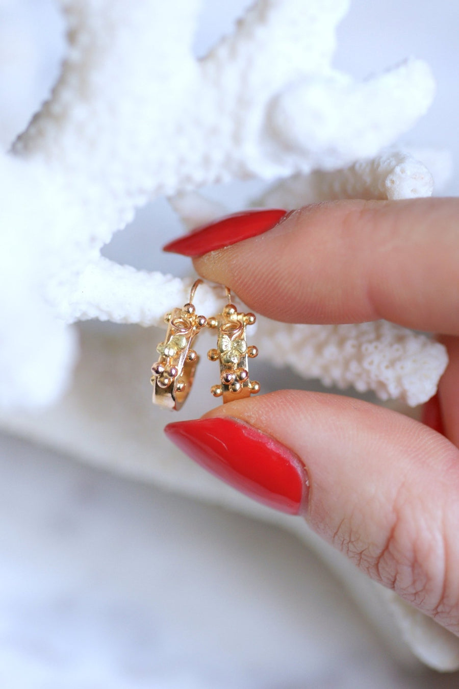 Antique pink gold fish earrings - Galerie Pénélope