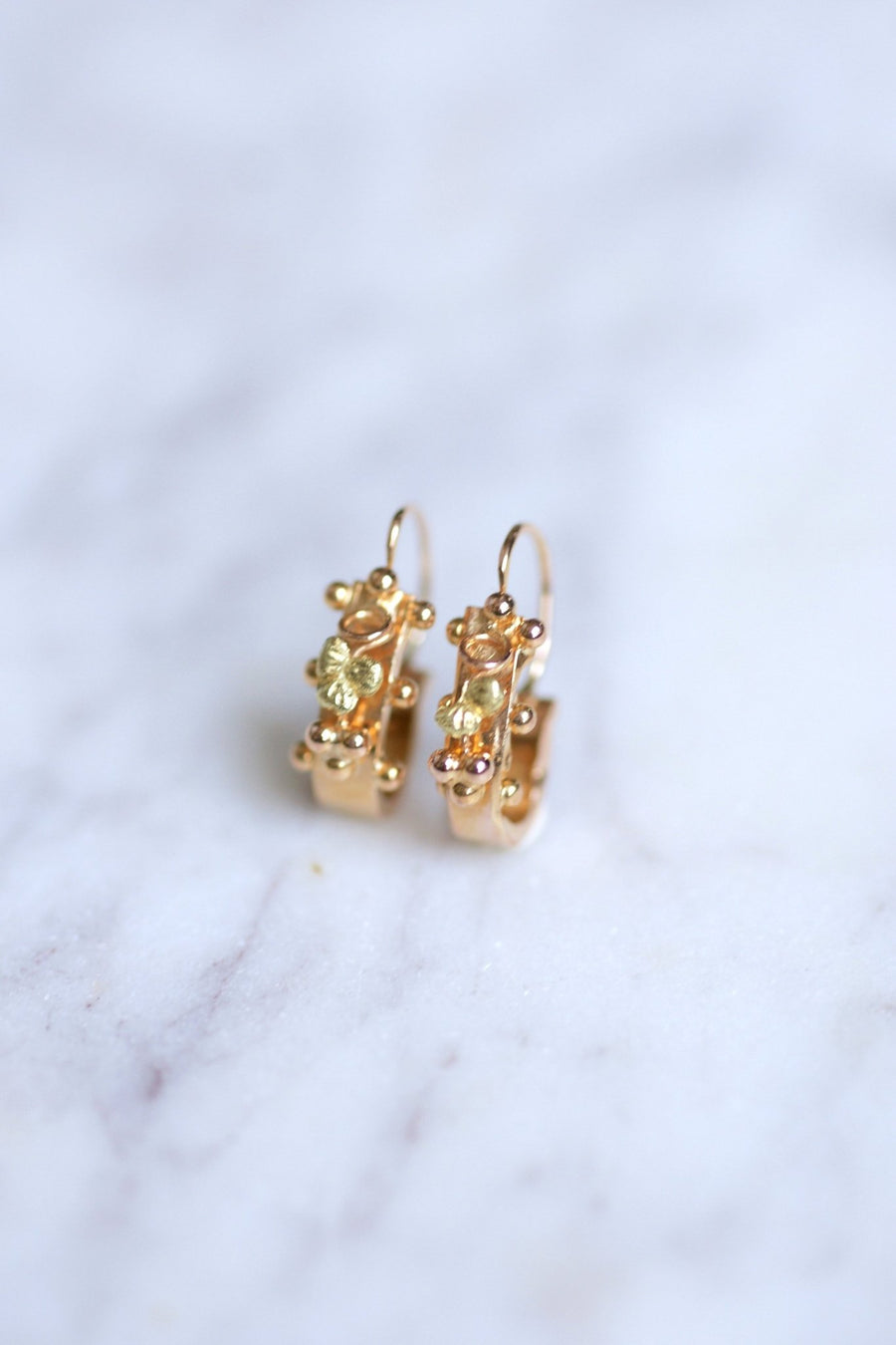 Antique pink gold fish earrings - Galerie Pénélope