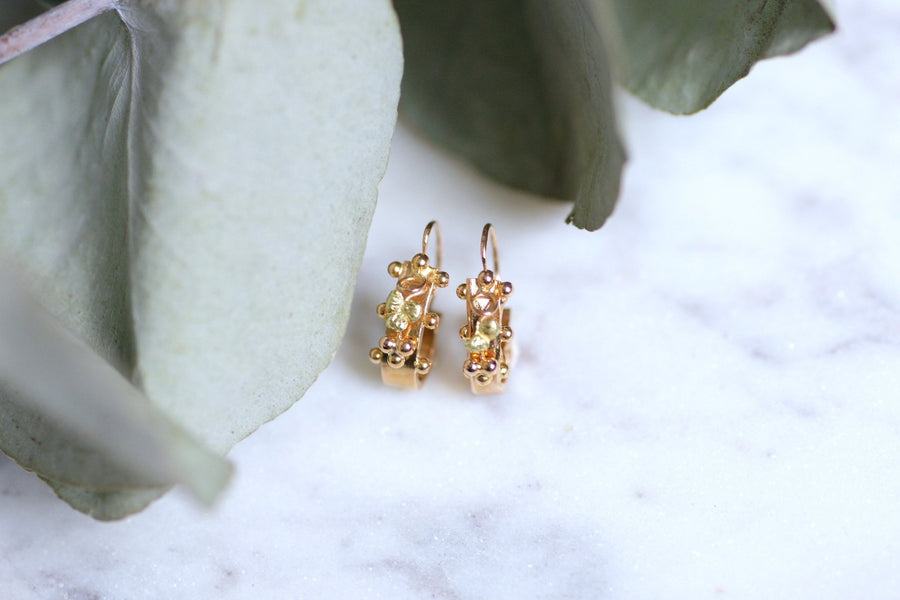 Antique pink gold fish earrings - Galerie Pénélope