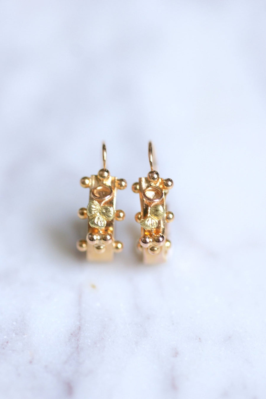 Antique pink gold fish earrings - Galerie Pénélope