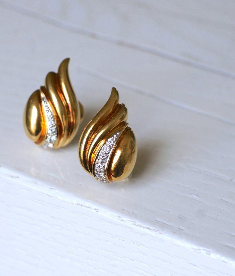 Gold and diamond clip earrings - Penelope Gallery
