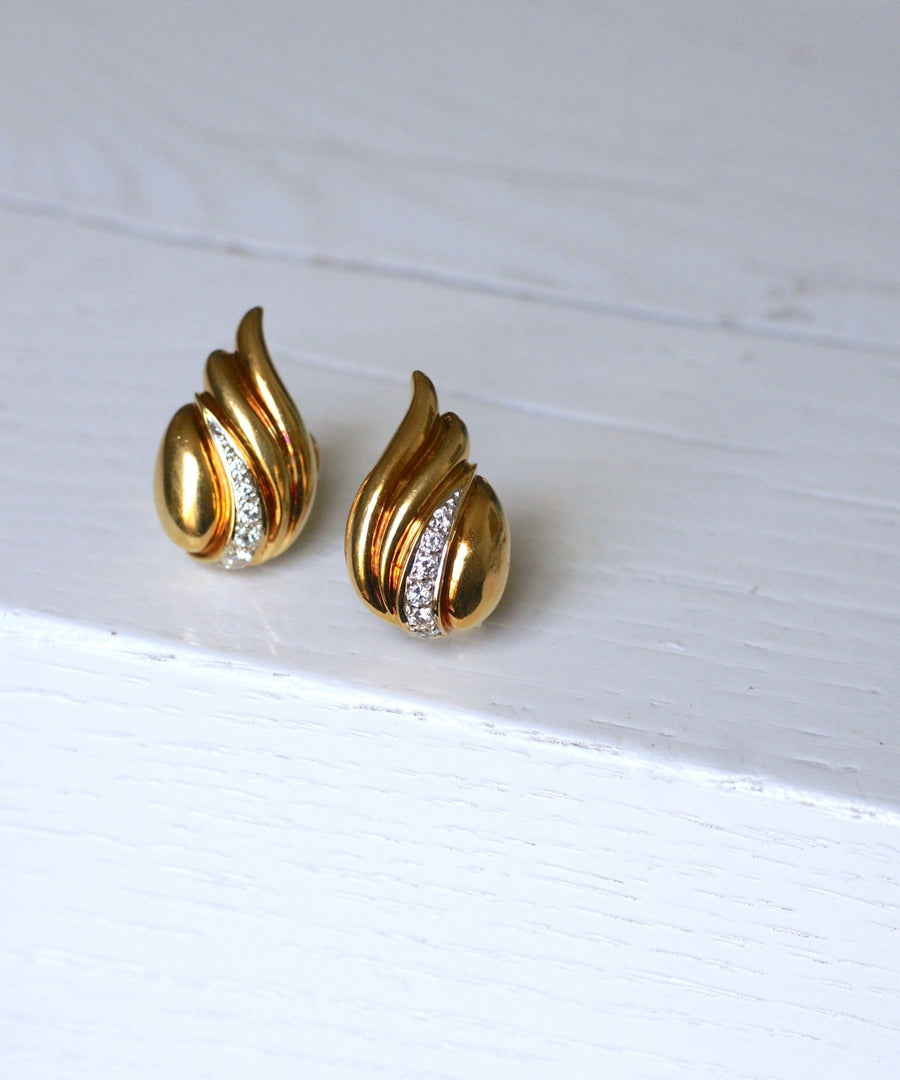 Gold and diamond clip earrings - Penelope Gallery