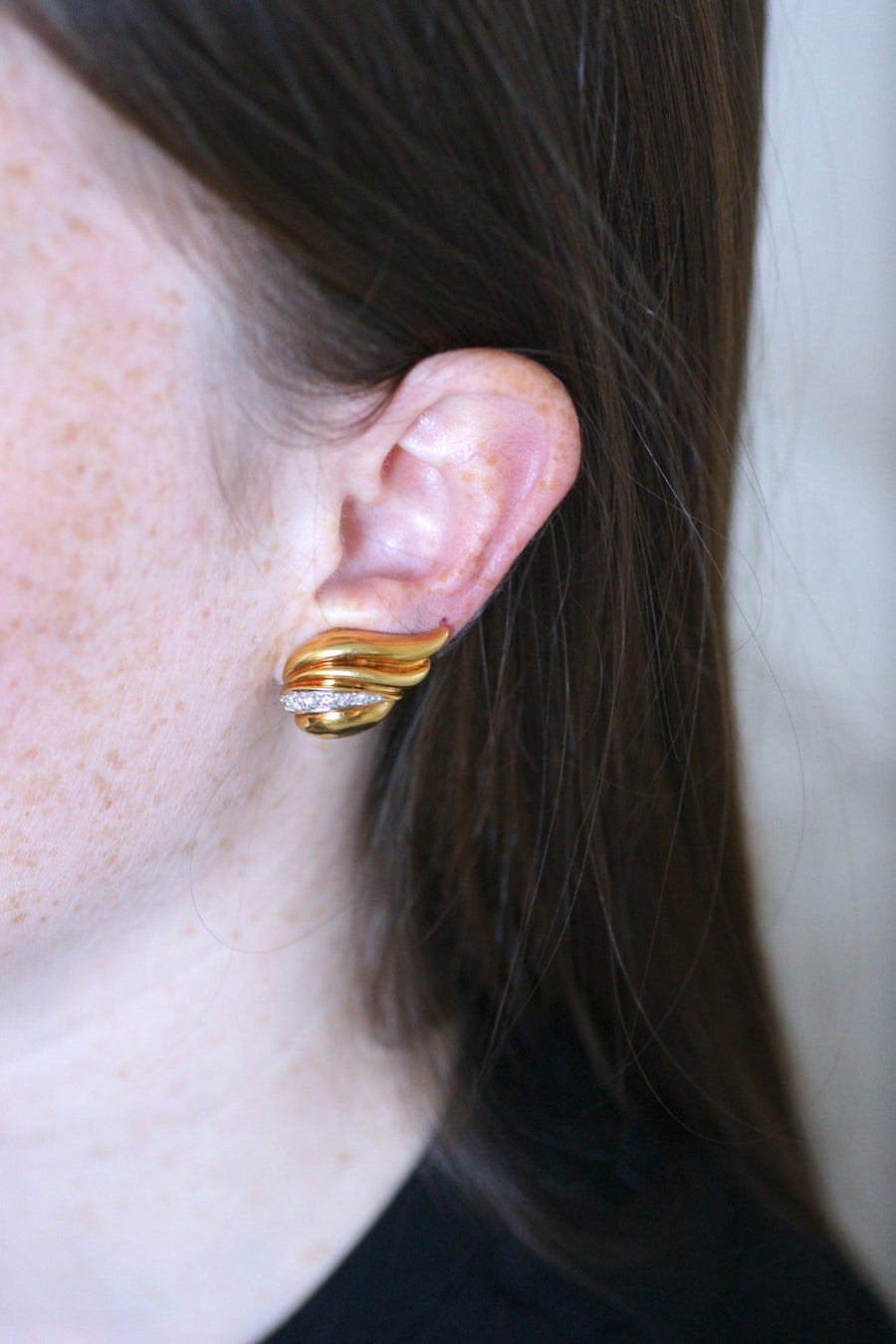 Gold and diamond clip earrings - Penelope Gallery