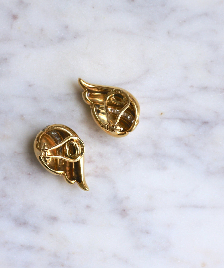 Gold and diamond clip earrings - Penelope Gallery