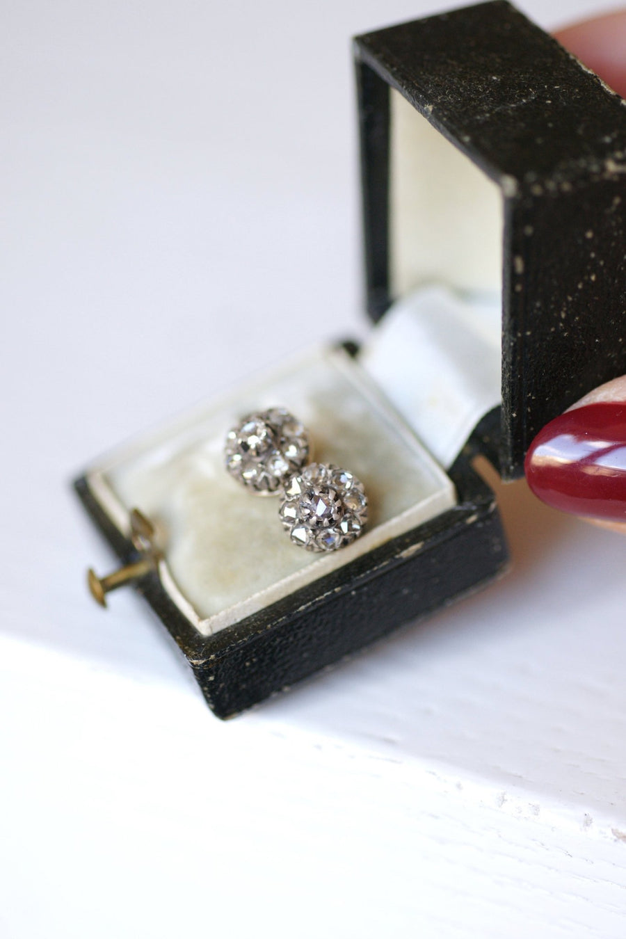 Antique studs earrings in gold, silver and diamonds - Galerie Pénélope