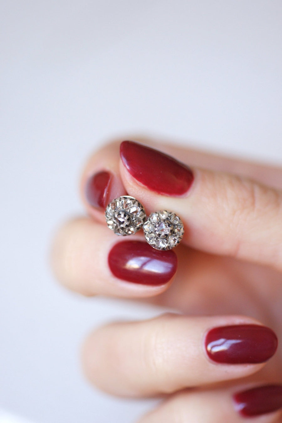 Antique studs earrings in gold, silver and diamonds - Galerie Pénélope