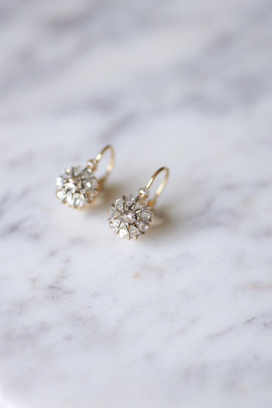Antique gold, silver and diamond earrings - Galerie Pénélope
