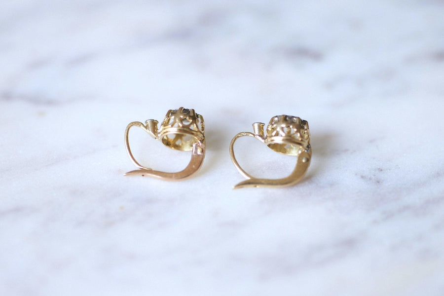 Antique gold and diamond sleeper earrings - Galerie Pénélope