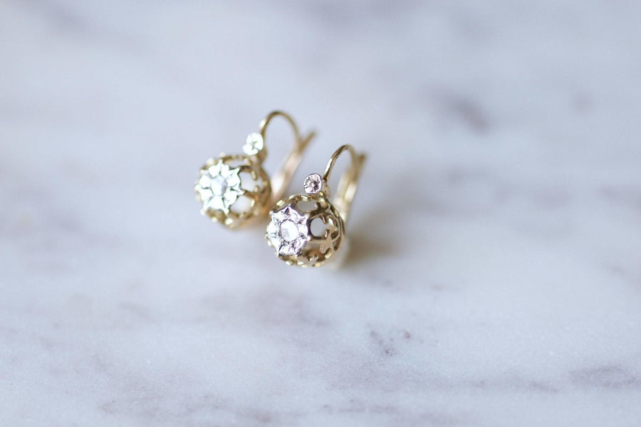 Antique gold and diamond sleeper earrings - Galerie Pénélope