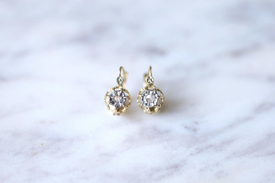 Antique gold and diamond sleeper earrings - Galerie Pénélope