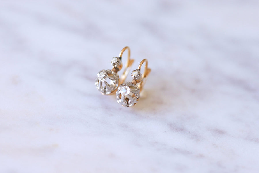 Antique gold, platinum and diamond earrings - Galerie Pénélope
