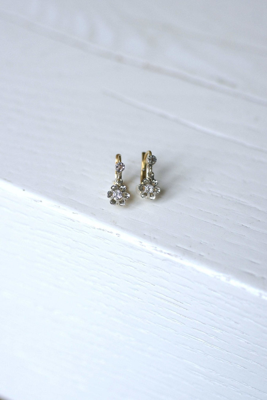 Antique gold, platinum and diamond earrings - Galerie Pénélope