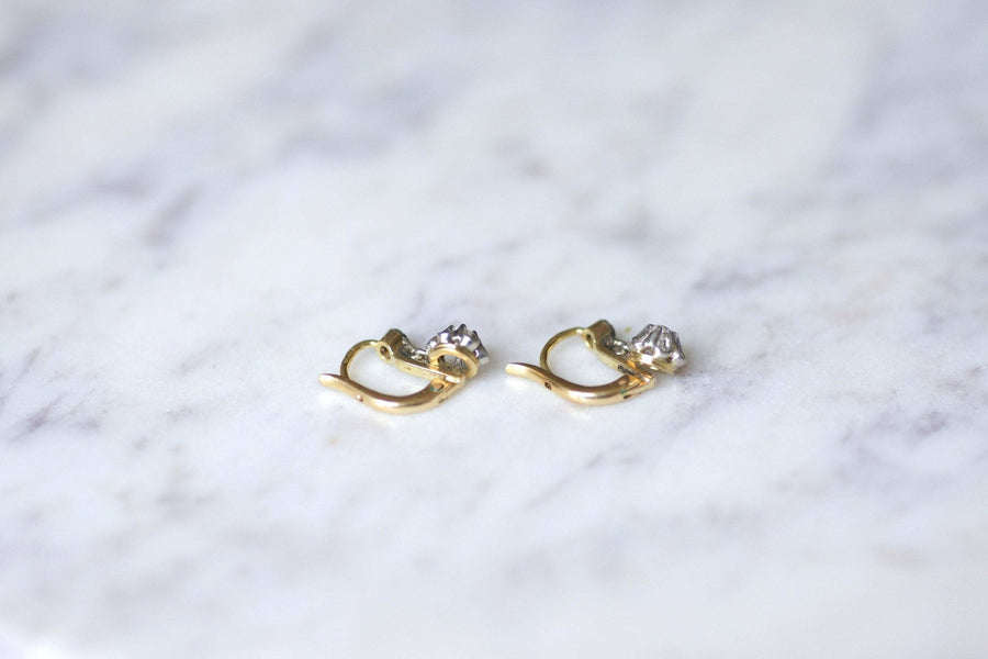 Antique gold, platinum and diamond earrings - Galerie Pénélope